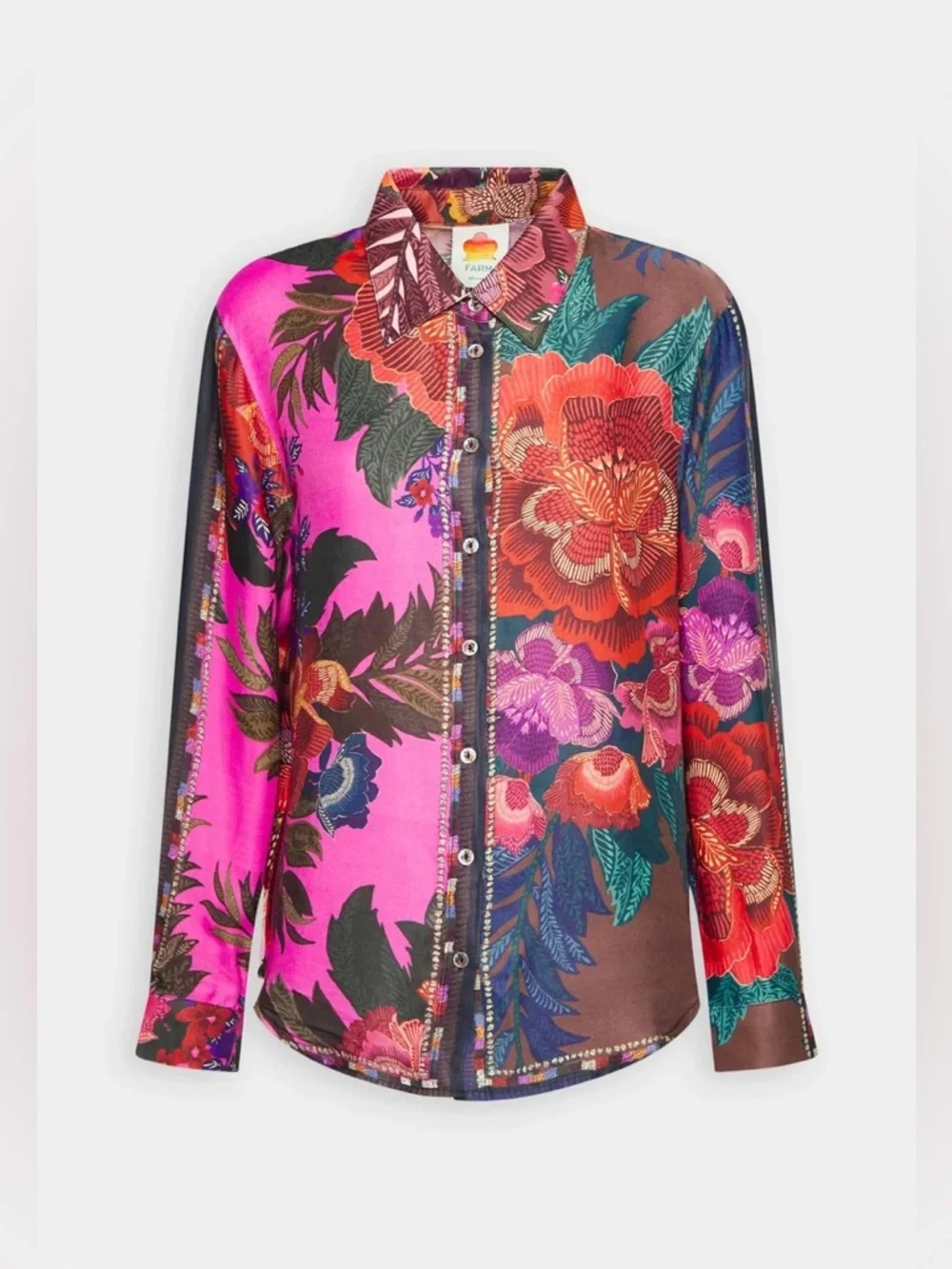 Farm Rio Colorful Printed Button Down & Cropped Pants Set – Women’s XL - Picture 5 of 15